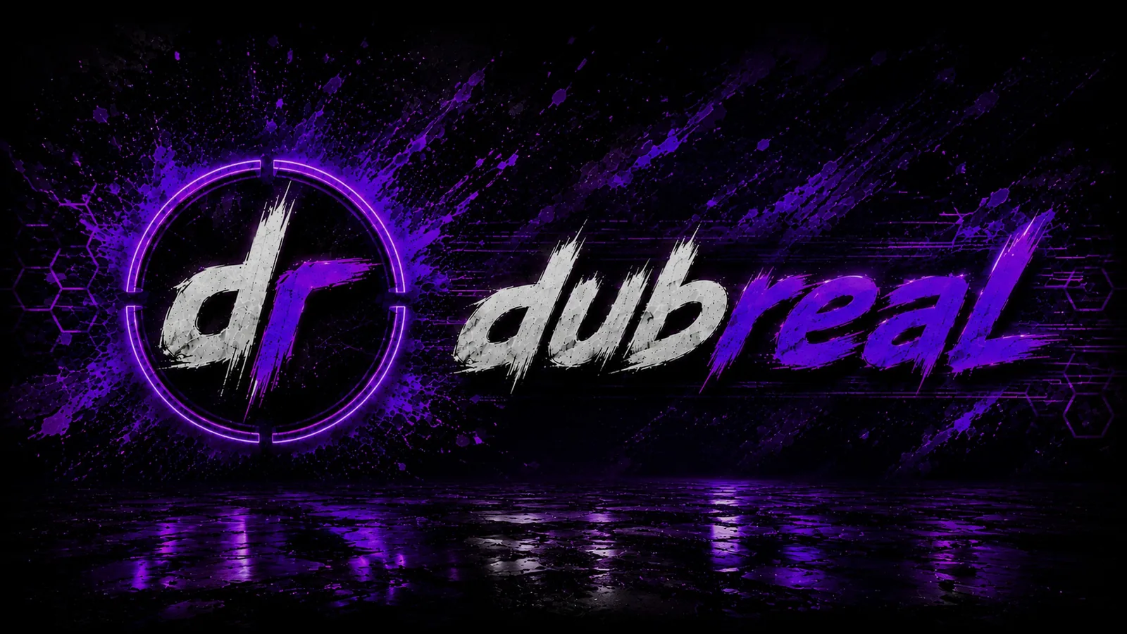 dubreal's channel art: the dubreal wordmark in white and violet over a dark, spattered field.